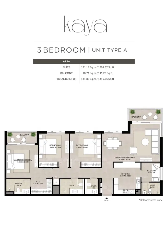 Nshama Kaya Dubai 3 Bedroom Apartments Floor Plan
