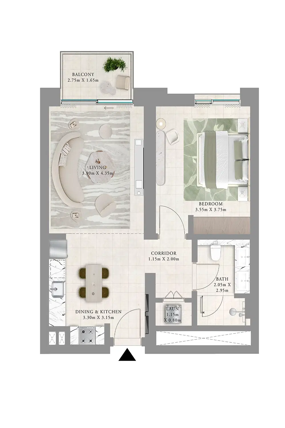 Emaar Oria Dubai Creek Harbour 1 Bedroom Apartments Floor Plan
