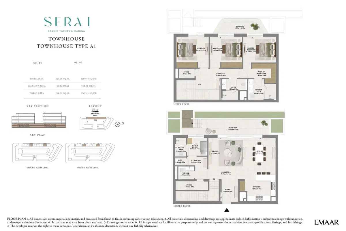 SERA by Emaar 3 BR Floor Plan 2,567 Sq. Ft.