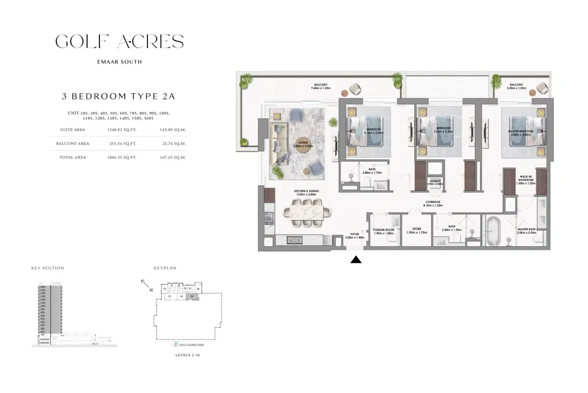 Emaar Golf Acres 3 BR Floor Plan 1,804 Sq. Ft.