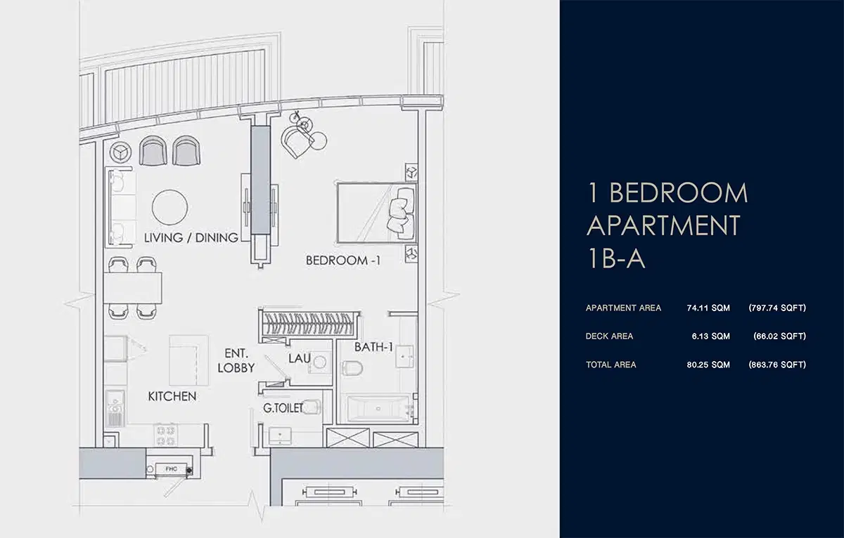 Shapoorji Imperial Avenue At Downtown Dubai 1 Bedroom Apartments Floor Plan