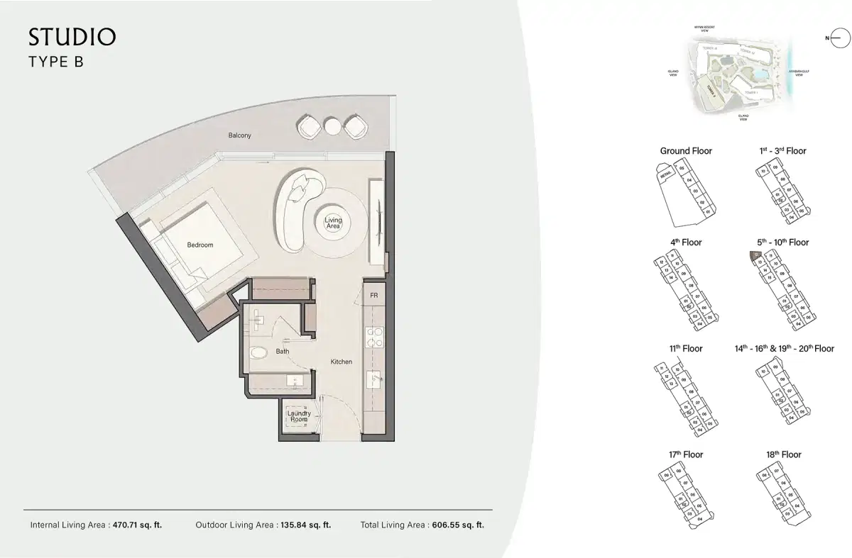 Studios Floor Plan 606 Sq. Ft.