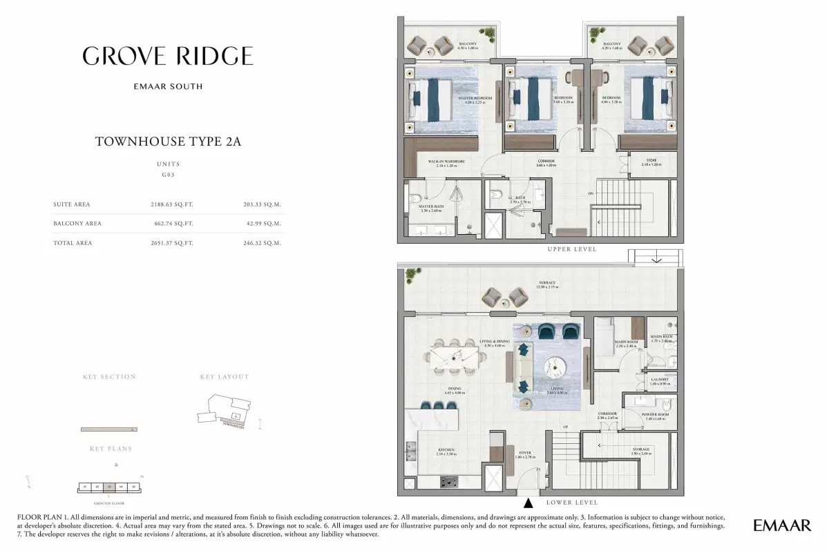 Emaar Grove Ridge At Dubai South 3 BR Townhouses Floor Plan