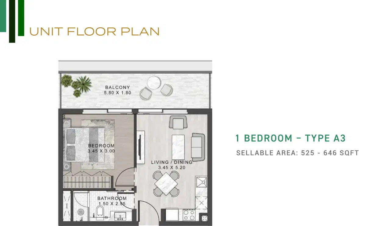 Elo Damac Hills 2 Dubai 1 Bedroom Apartments Floor Plan