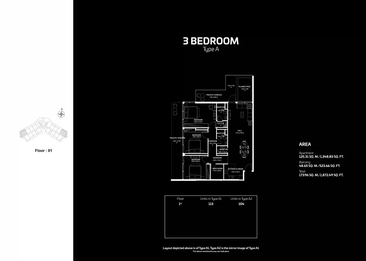 Danube Gemz 3 Bedroom Apartments Floor Plan