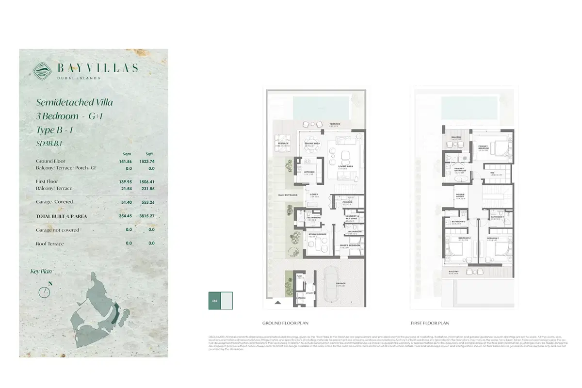 Nakheel Bay Villas Dubai Islands 3 Bedroom Villas Floor Plan