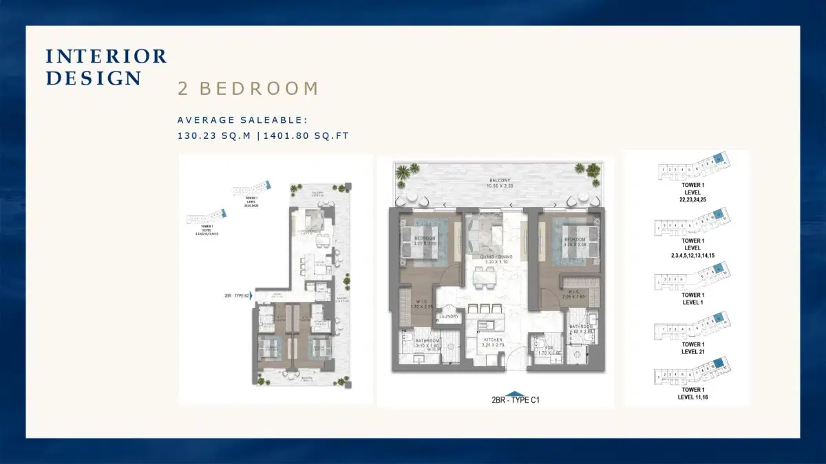 Damac Chelsea Residences At Dubai Maritime City 2 Bedroom Apartment Floor Plan