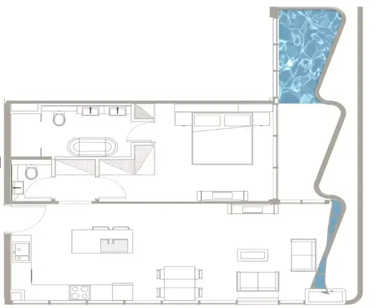Iluka by MS Homes Dubai 1 BR Floor Plan 858 Sq. Ft.