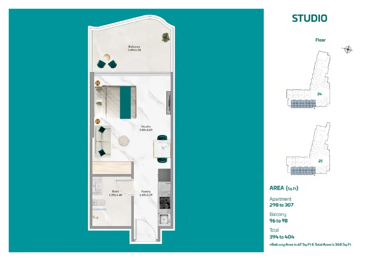 Breez By Danube Dubai Maritime City Studio Floor Plan