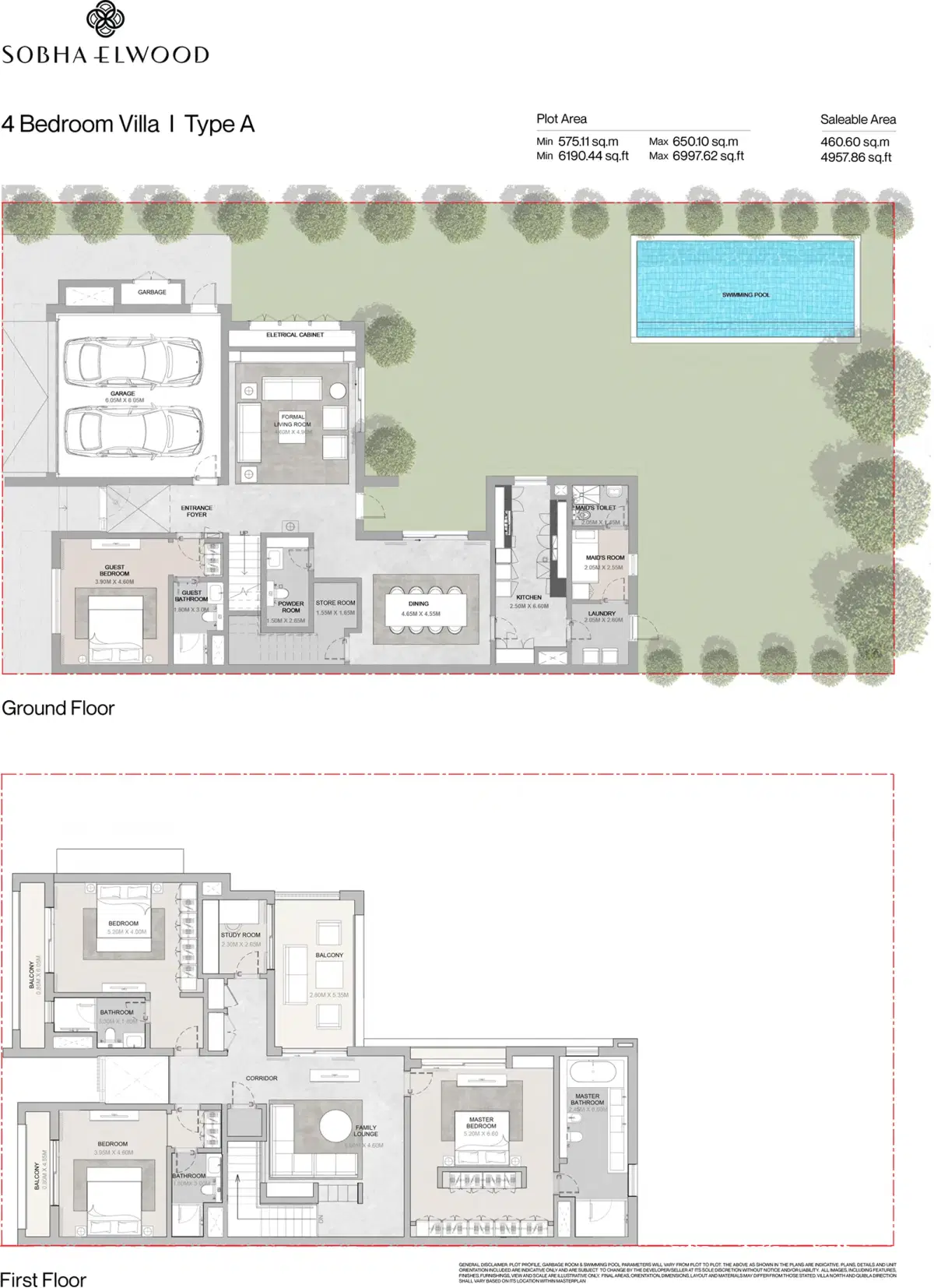 Sobha Elwood Dubai 4 BR Floor Plan 4,957 Sq. Ft.