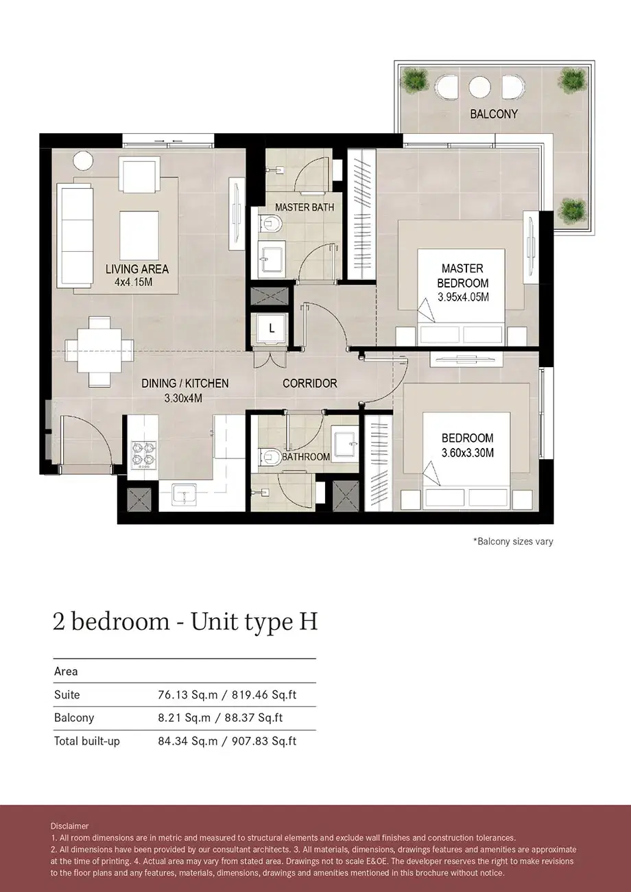 Nshama Lexington 2 BR Floor Plan 907 Sq. Ft.