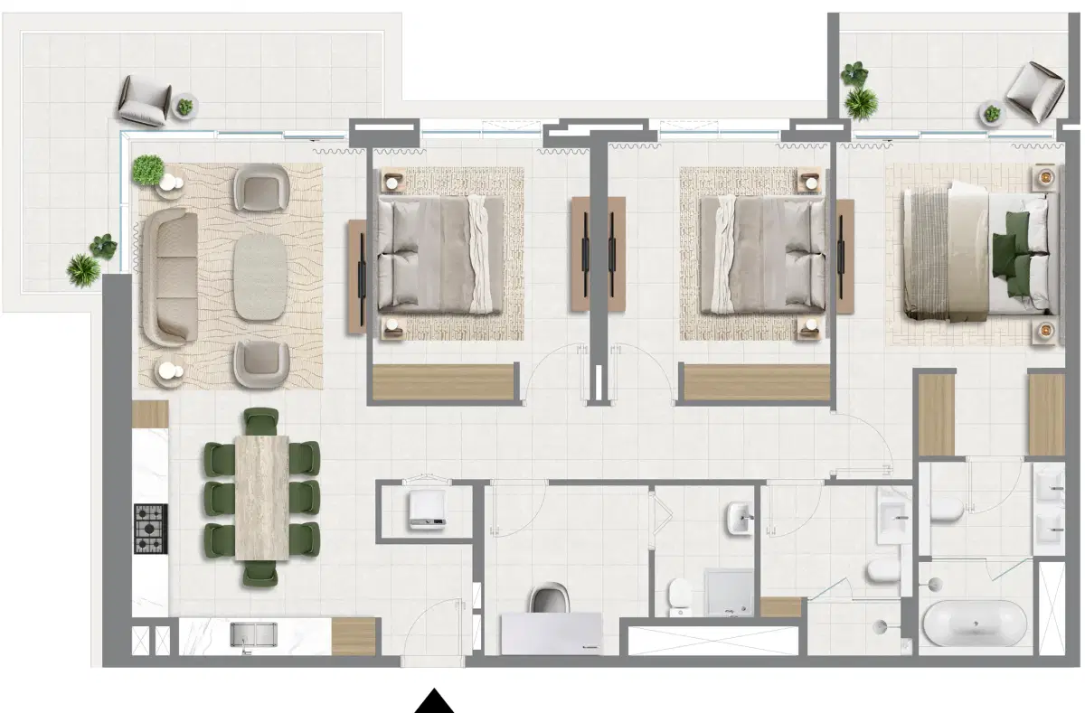 Golf Verge At Emaar South Dubai 3 Bedroom Apartments Floor Plan