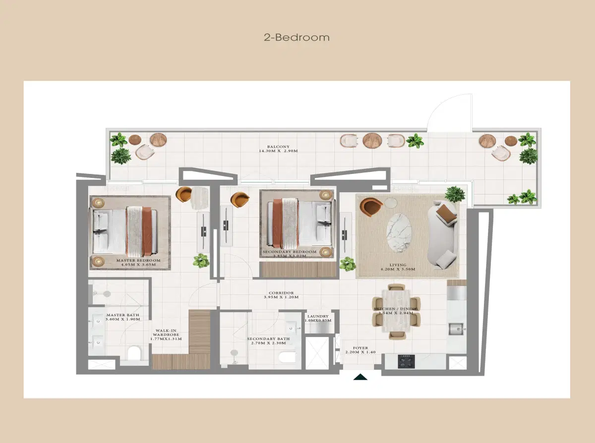 Emaar Hillsedge At Dubai Hills Estate 2 Bedroom Apartments Floor Plan