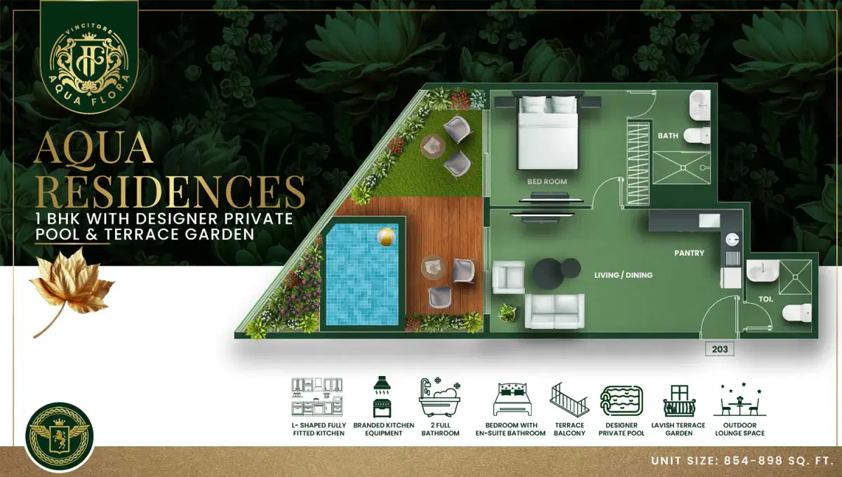 1 BR Floor Plan 898 Sq. Ft