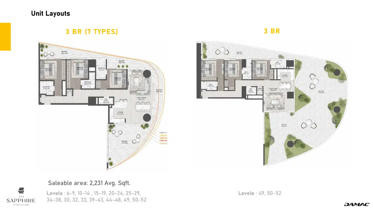 3 Bedroom Penthouses