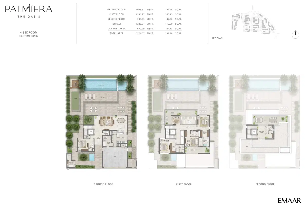 Palmiera The Oasis Villas 4 BR Floor Plan 6,274 Sq. Ft.