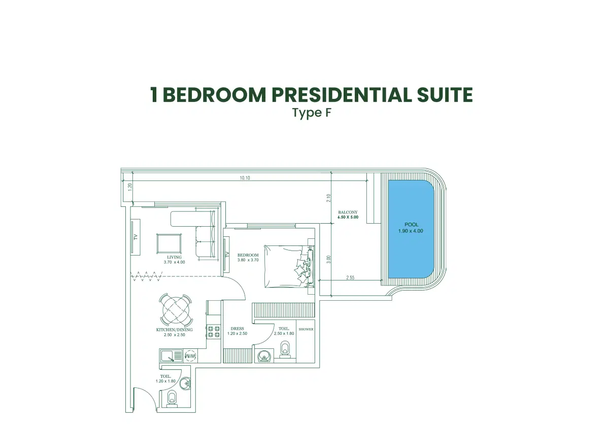 Danube Opalz 1 BR Apartment Floor Plan