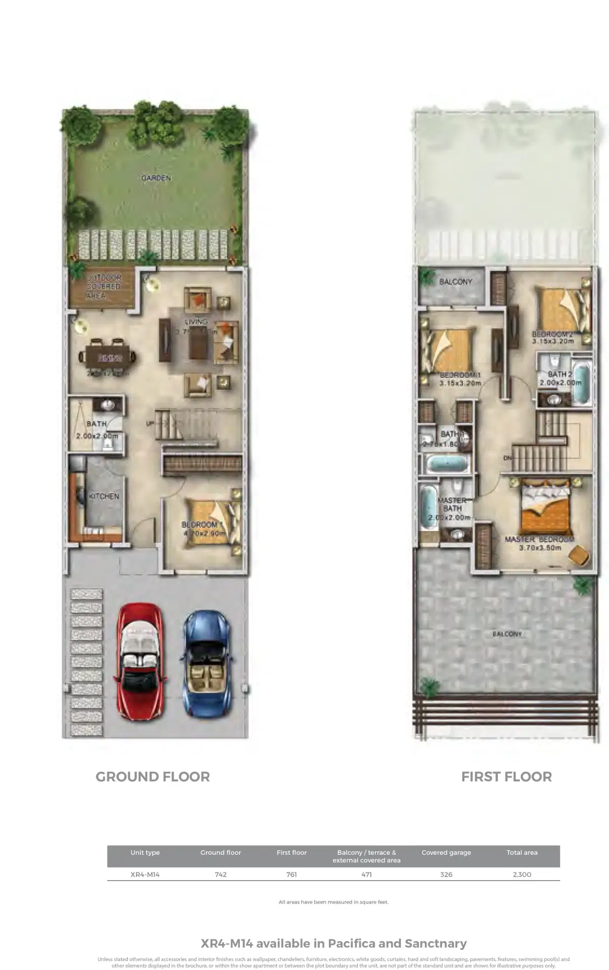 DAMAC Casablanca Villas Dubai 4 BR Floor Plan 2,300  Sq. Ft.