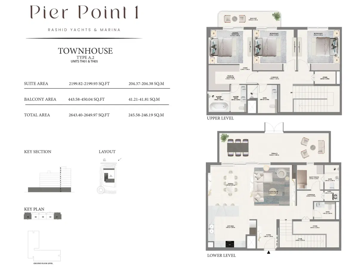 Emaar Pier Point Dubai 3 BR Floor Plan 2,643 Sq. Ft.