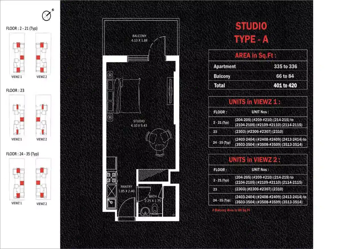 Danube Viewz Residences Studios Floor Plan