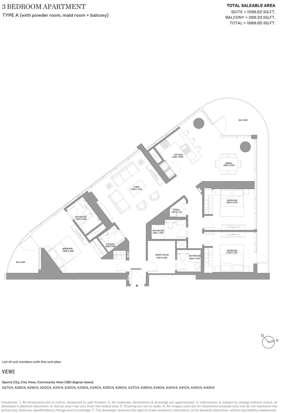 Sobha Solis In Motor City Dubai 3 Bedroom Apartments Floor Plan
