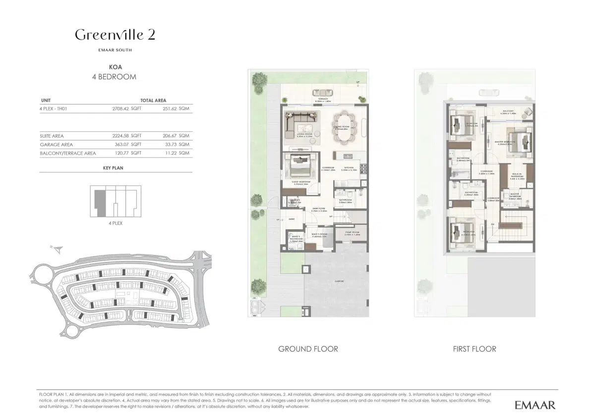 Emaar Greenville 2 Dubai 4 BR Floor Plan 2,708 Sq. Ft.