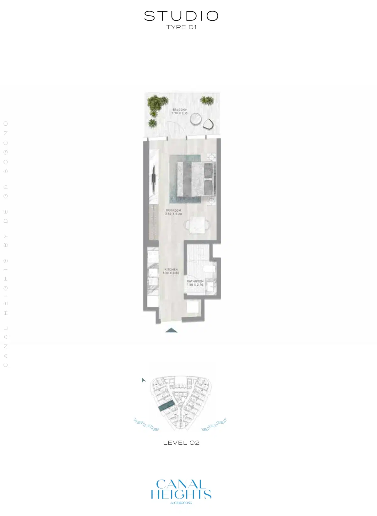 Damac Canal Heights Studios Floor Plan