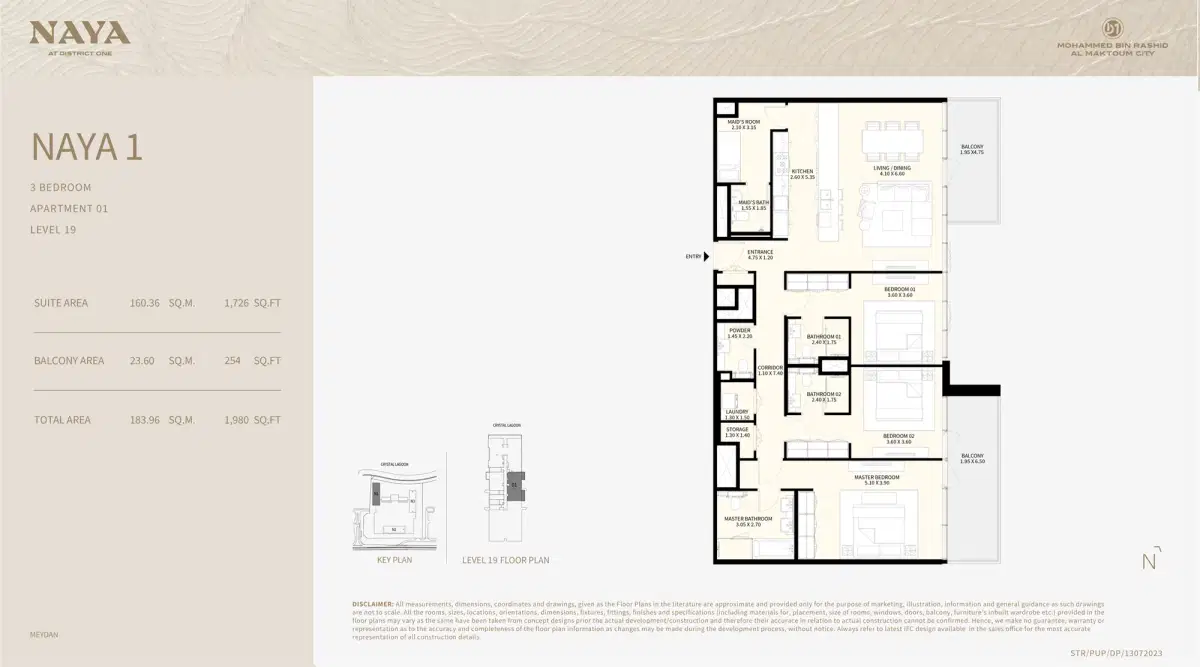 Naya at District One by NAKHEEL 3 BR Floor Plan 1,980 Sq. Ft.