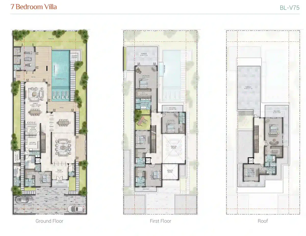 Damac Lagoons Portofino 7 Bedroom Villas Floor Plan