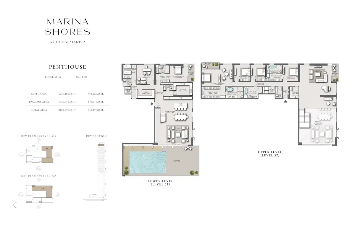 EMAAR Marina Shores Dubai 5 BR Floor Plan 8,160 Sq. Ft.