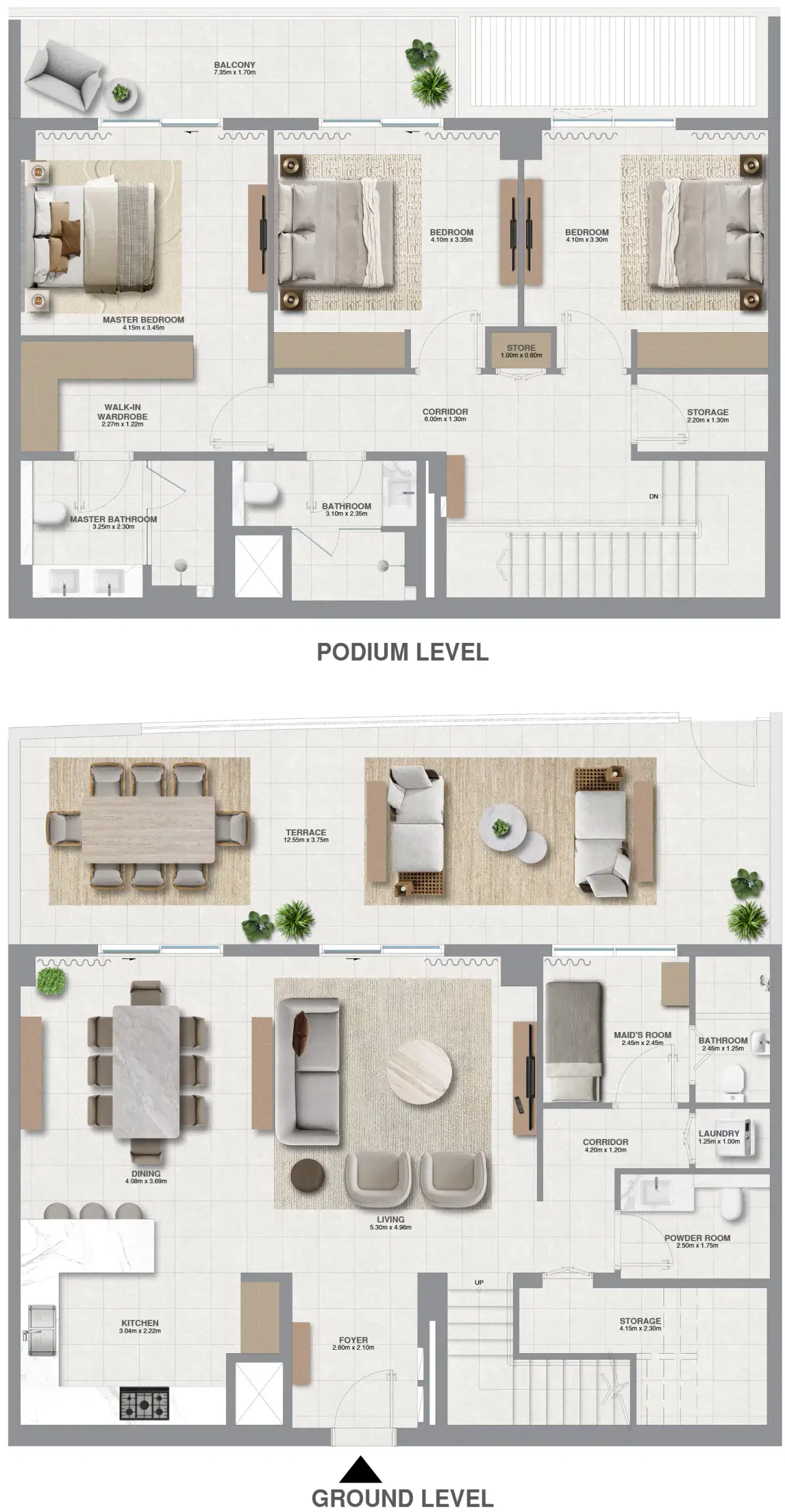 Golf Meadow At Emaar South Dubai 3 Bedroom Townhouses Type-1 Floor Plan