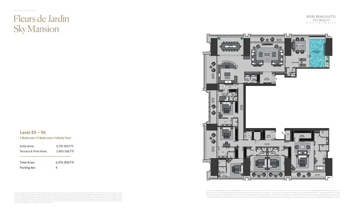 Burj Binghatti Jacob And Co Residences 6 Bedroom Sky Mansion Floor Plan