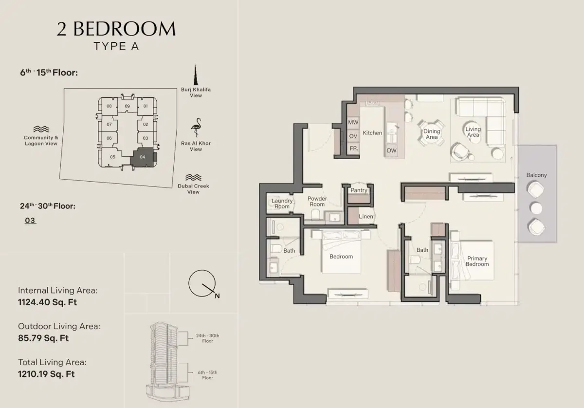 Ellington Belgrove Residences At Meydan 2 Bedroom Apartments Floor Plan