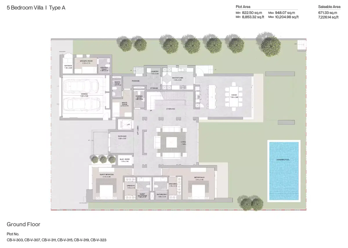 Sobha Coral Beach Villas On Siniya Island 5 Bedroom Villas Floor Plan