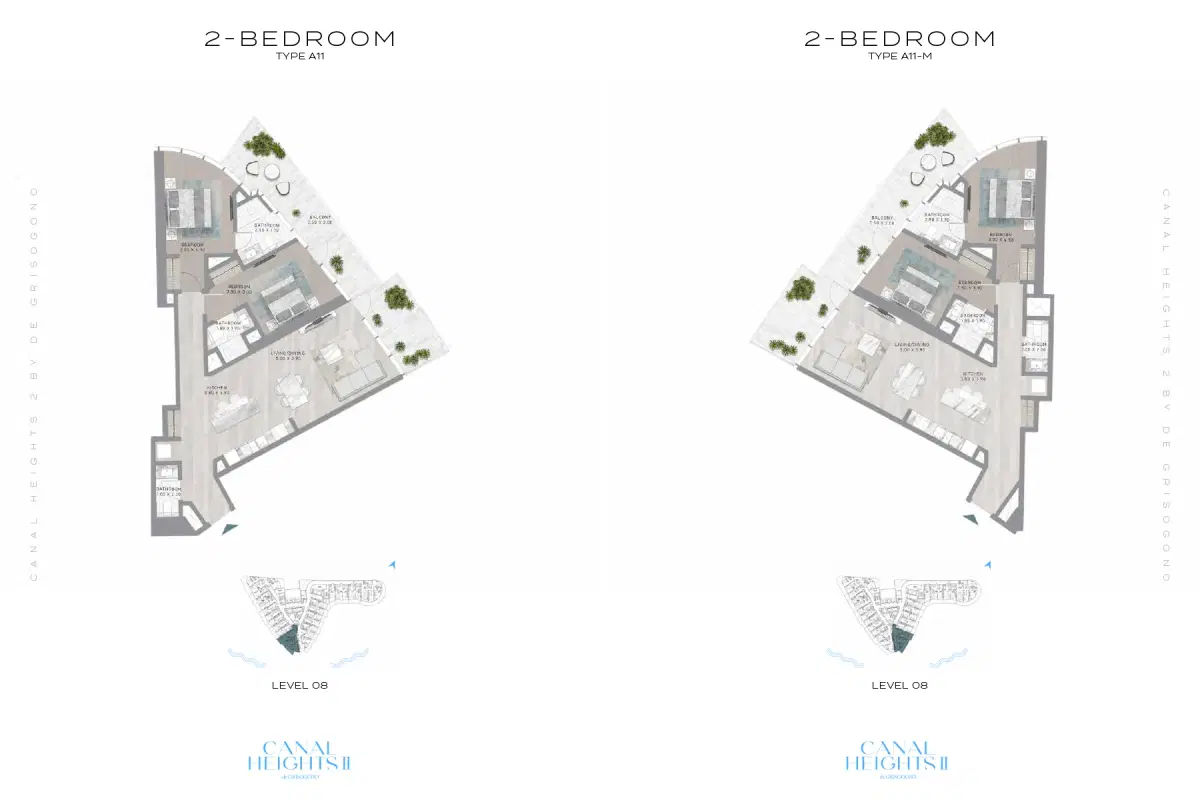 Damac Canal Heights 2 2 BR Appartment Floor Plan