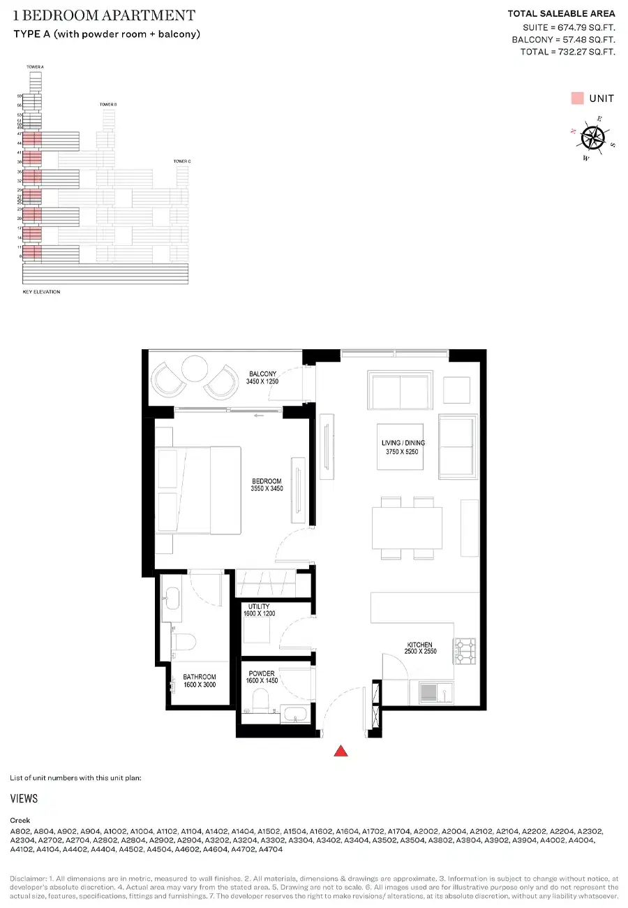 Sobha One And Sobha Hartland 2 1 Bedroom Apartments - Sobha One Floor Plan