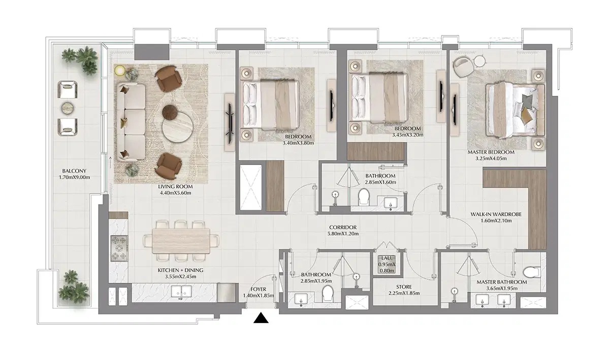 Emaar Terra Woods At Dubai South 3 BR Townhouses Floor Plan