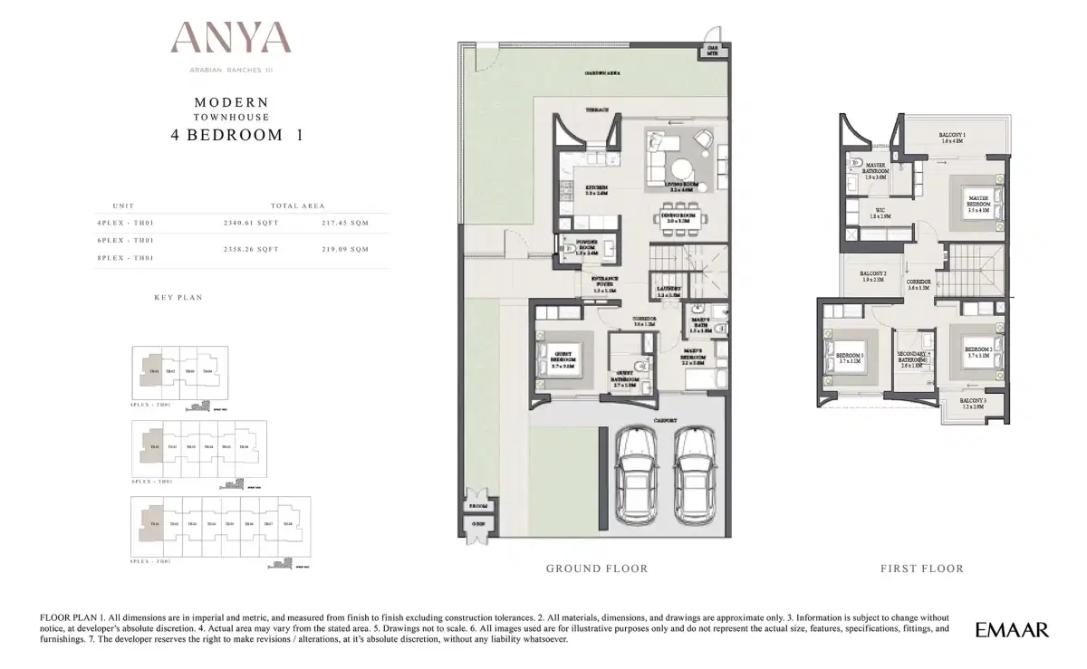 Anya Arabian Ranches 3 4 BR Townhouse Floor Plan