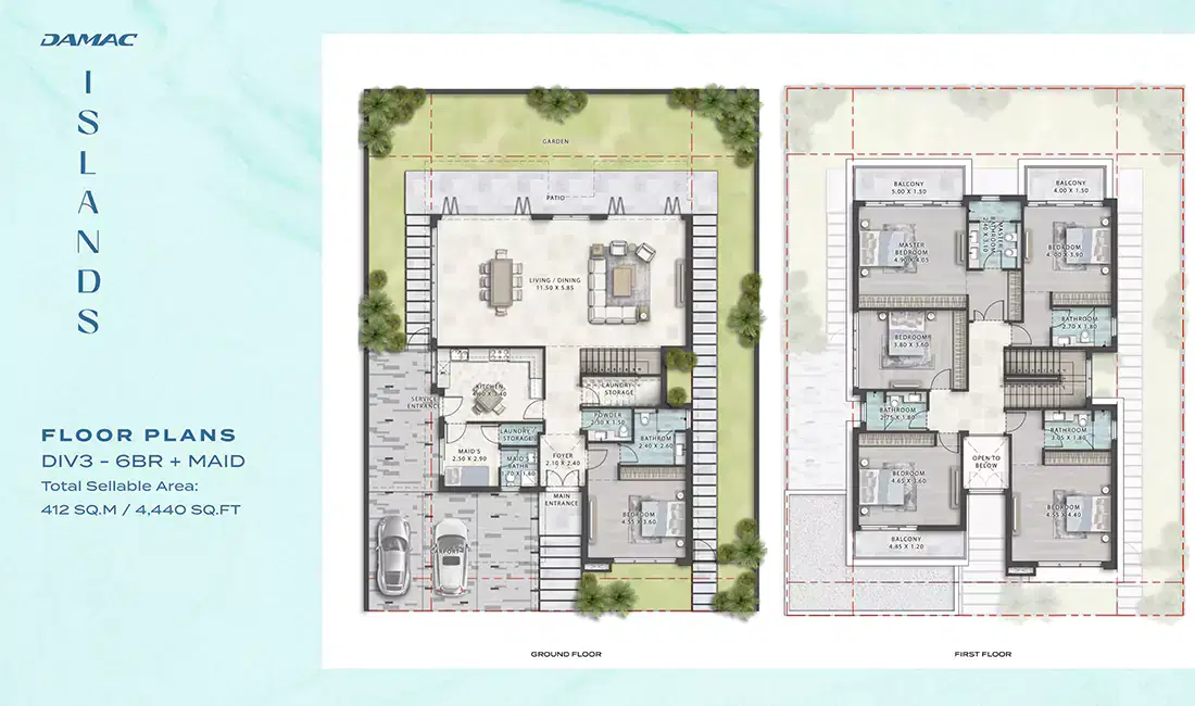Damac Islands Dubai 6 Bedroom Townhouses Floor Plan