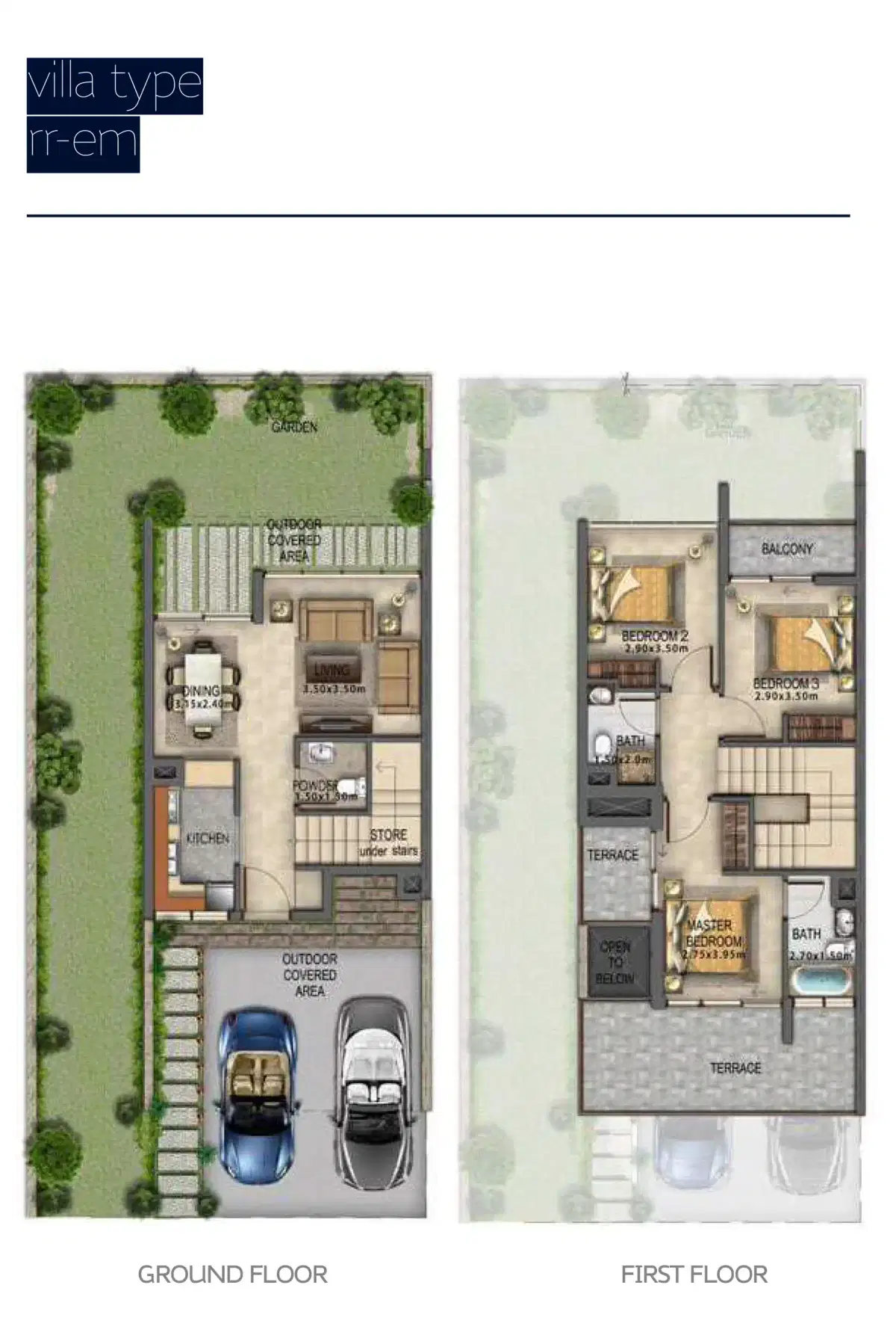 Damac Cascades Villas 3 Bedroom Villas Floor Plan
