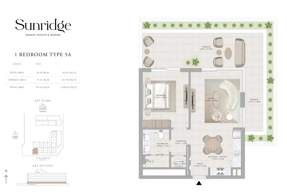 Emaar Sunridge Dubai 1 BR Floor Plan 1,320 Sq. Ft.