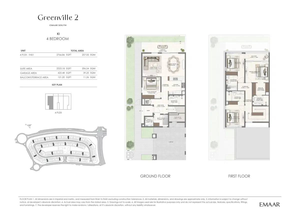 Emaar Greenville 2 Dubai 4 BR Floor Plan 2,767 Sq. Ft.
