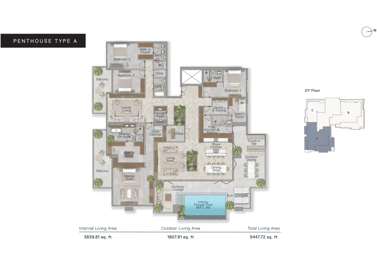Ellington The Crestmark 4 BR Penthouses Floor Plan