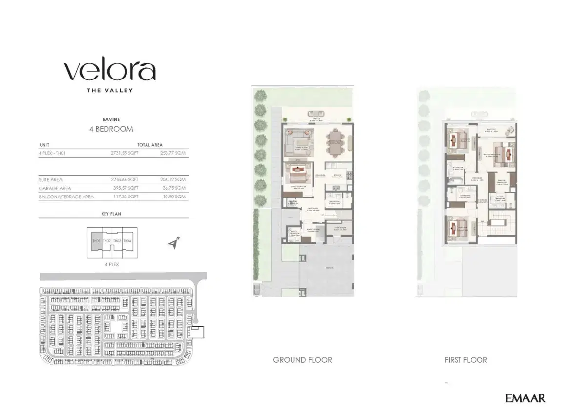 Emaar Velora at The Valley Phase 2 Dubai 4 BR Floor Plan 2,731 Sq. Ft.
