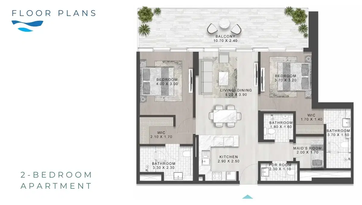 Damac Shoreline Al Marjan Island 2 Bedroom Apartments Floor Plan