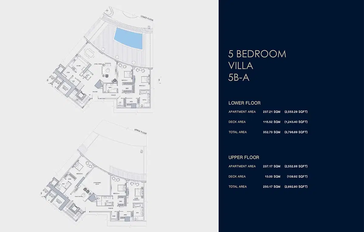 Shapoorji Imperial Avenue At Downtown Dubai 5 Bedroom Apartments Type-1 Floor Plan