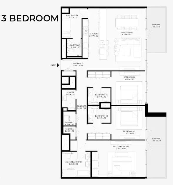 3 Bedroom Apartments