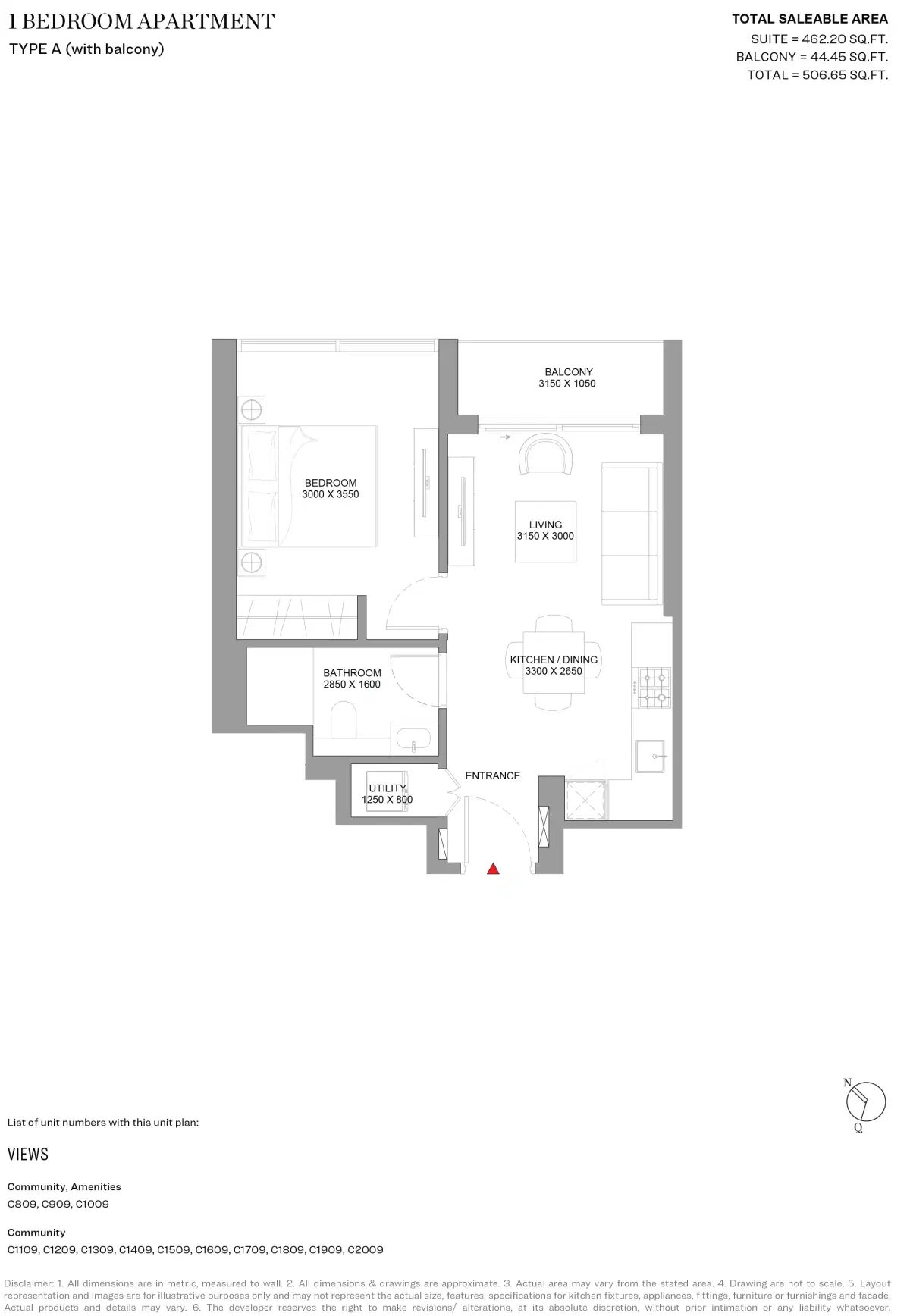 Sobha Skyvue Spectra At Sobha Hartland 2 1 Bedroom Apartments Floor Plan