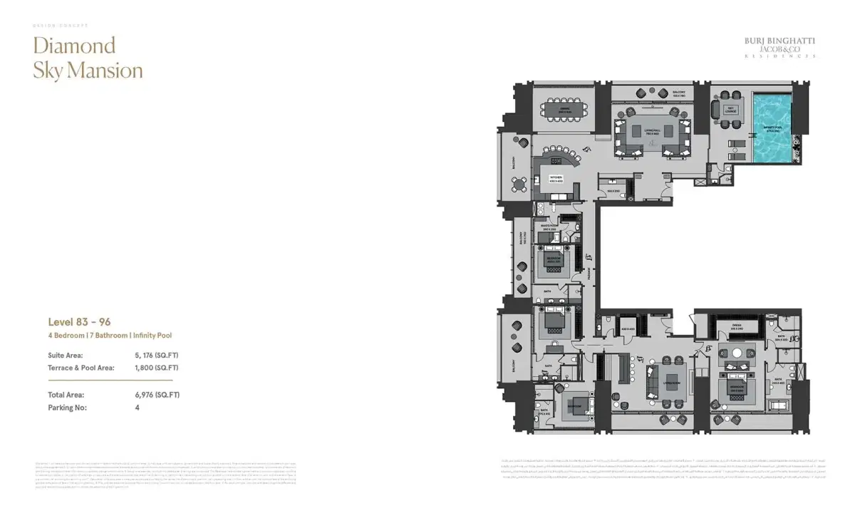 Burj Binghatti Jacob And Co Residences 4 Bedroom Sky Mansion Floor Plan