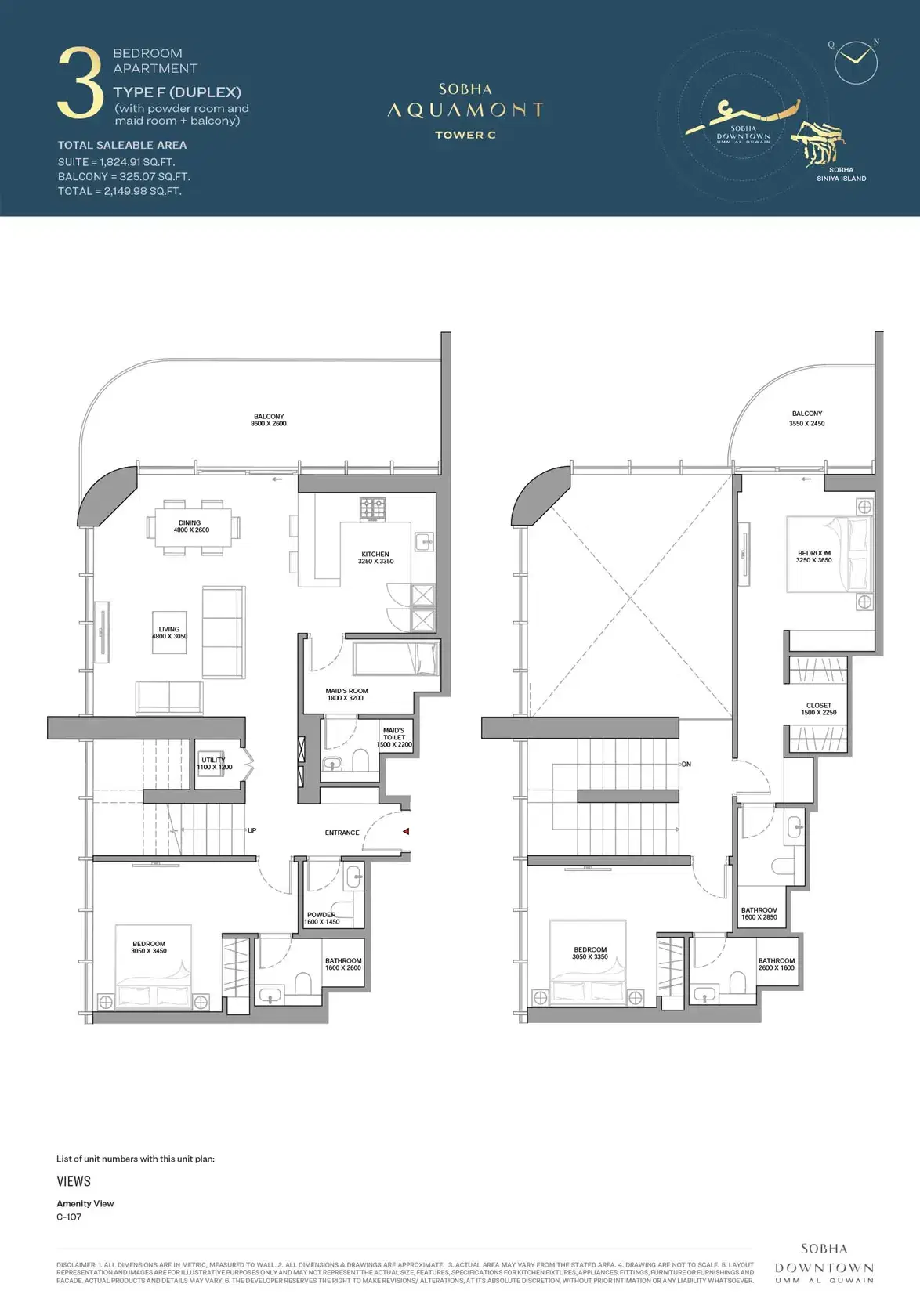 Aquamont at Downtown Umm Al Quwain 3 BR Floor Plan 2,149 Sq. Ft.